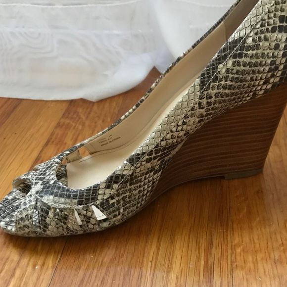 Calvin Klein Shoes - Calvin Klein Open Toe Snakeskin Wedges